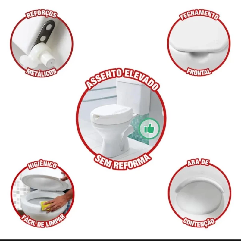 Assento Sanitário Oval Elevado Soft 7,5cm